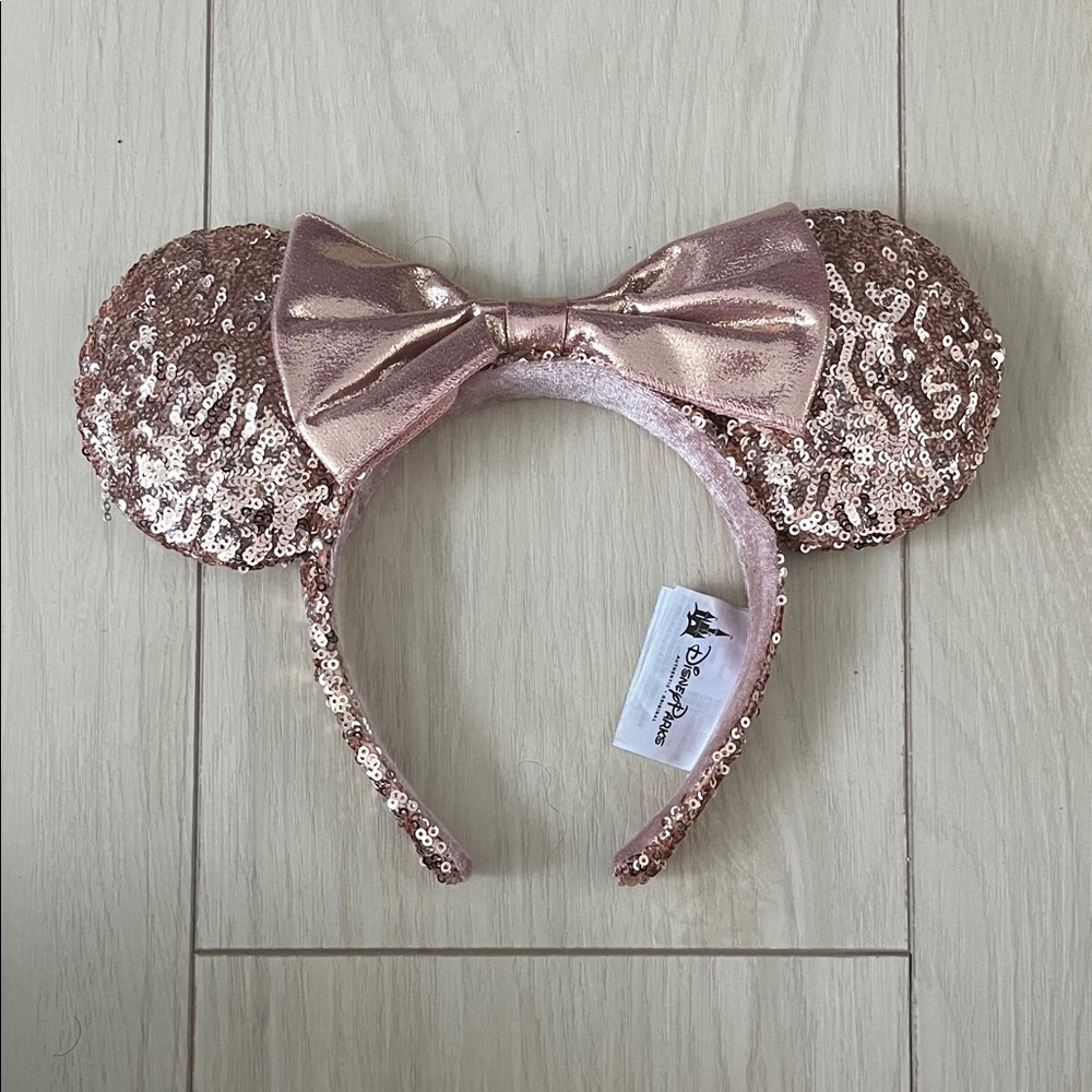 $15 ADD-ON!! Authentic Disney Rose Gold Sequin Minnie Mouse Ears
